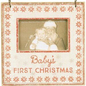 Babys First Christmas Hanging Photo Frame Red Snowflake Design Magnet